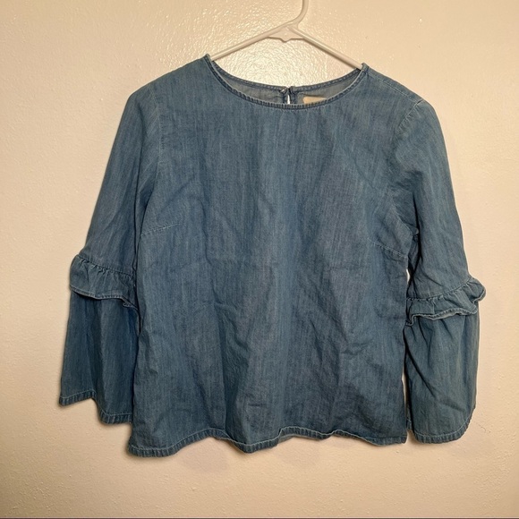 Gap for Good Chambray Top Ruffle Bell Sleeve - Picture 4 of 11